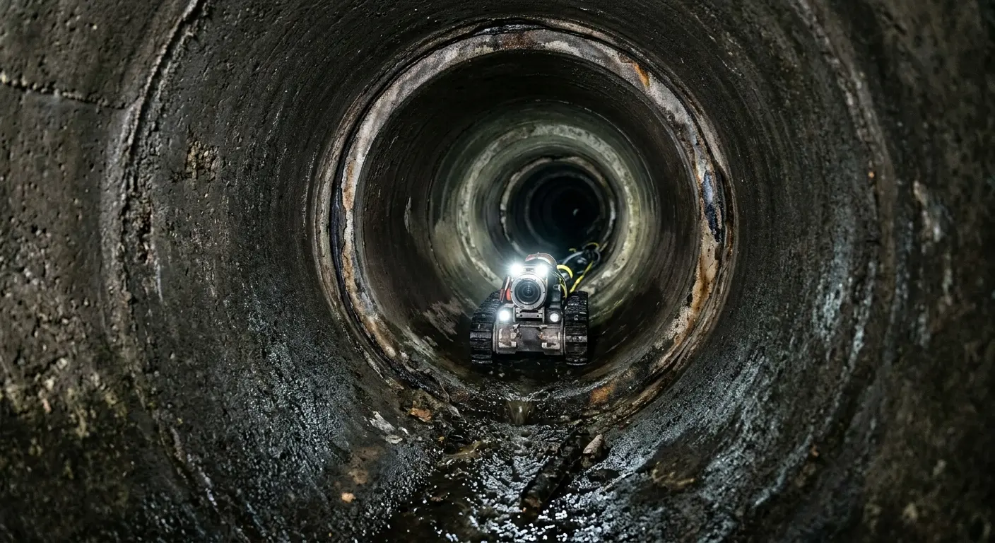 Robotic sewer camera inspecting pipe interior for Sewer Line Repair in Foxborough